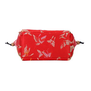 Red Dragonfly Pattern Silk & Polyester Qipao Potli Handbag