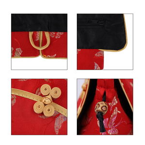 Red Dragonfly Pattern Silk & Polyester Qipao Potli Handbag