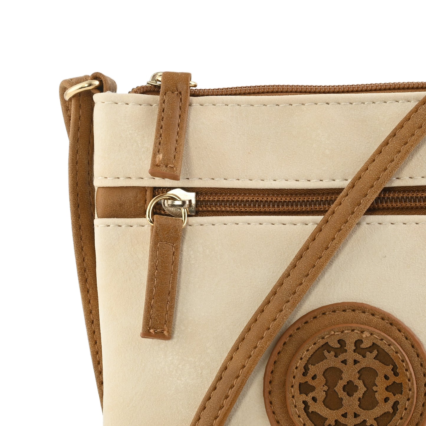 Le Chateau Ivory Faux Leather Crossbody Bag