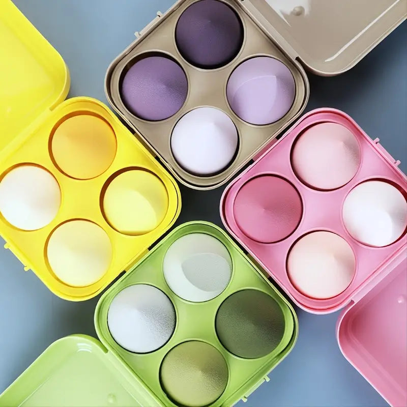 4 Pcs Makeup Puff Makeup Blender Cosmetic Puff Makeup Sponge With Storage Box