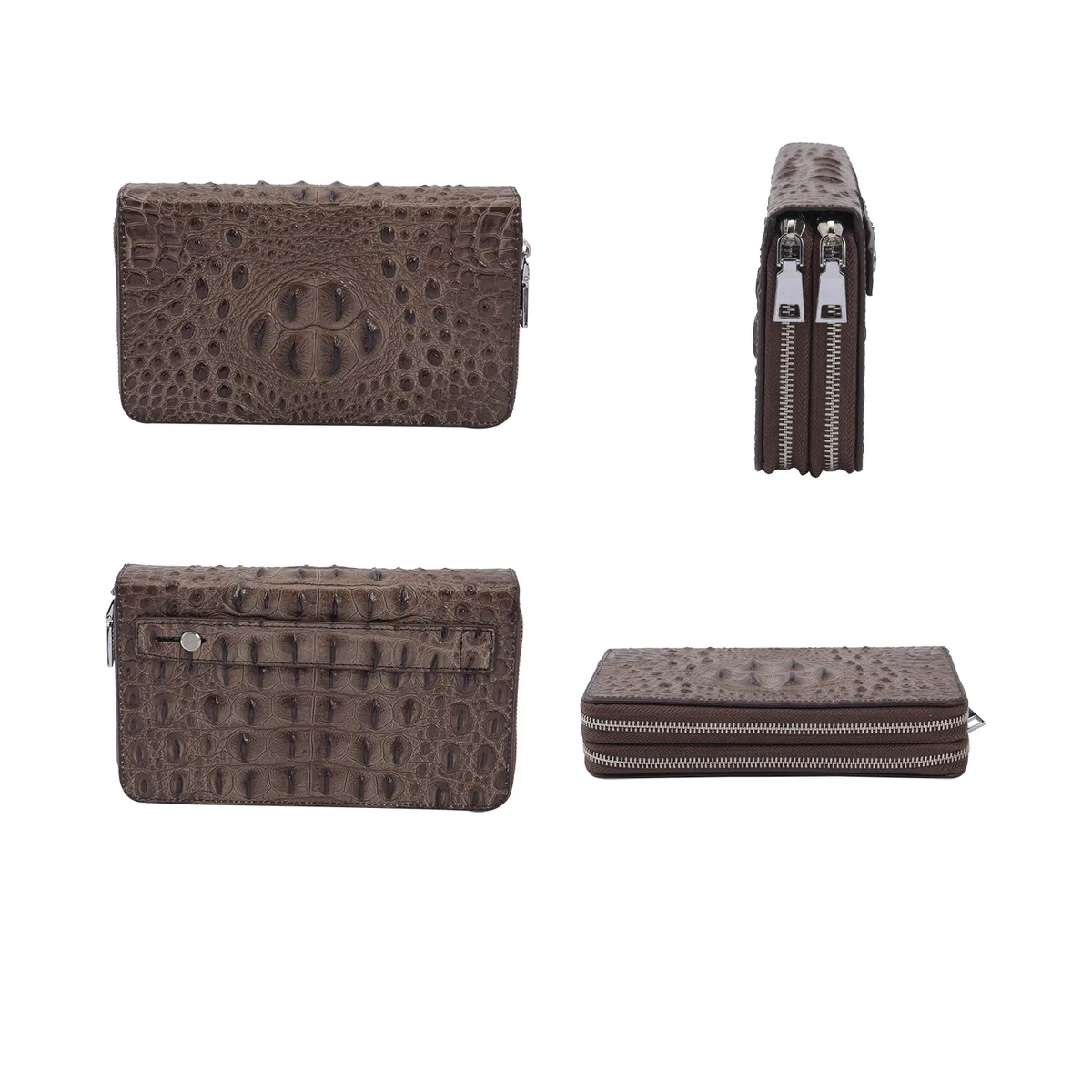 3d Embossed Leather Wallet with Double Zip