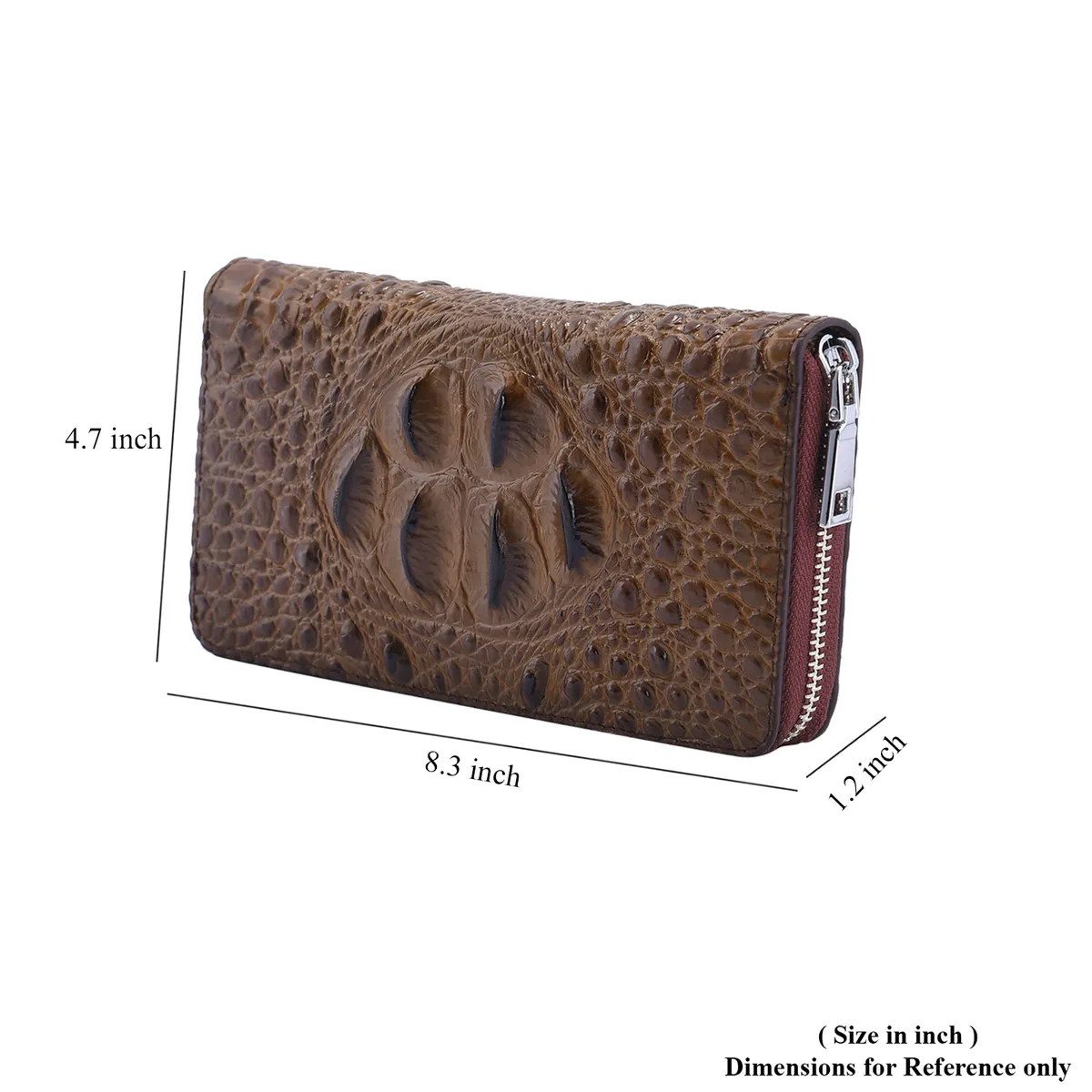 3D Embossed Genuine Leather Wallet With Single Zipped