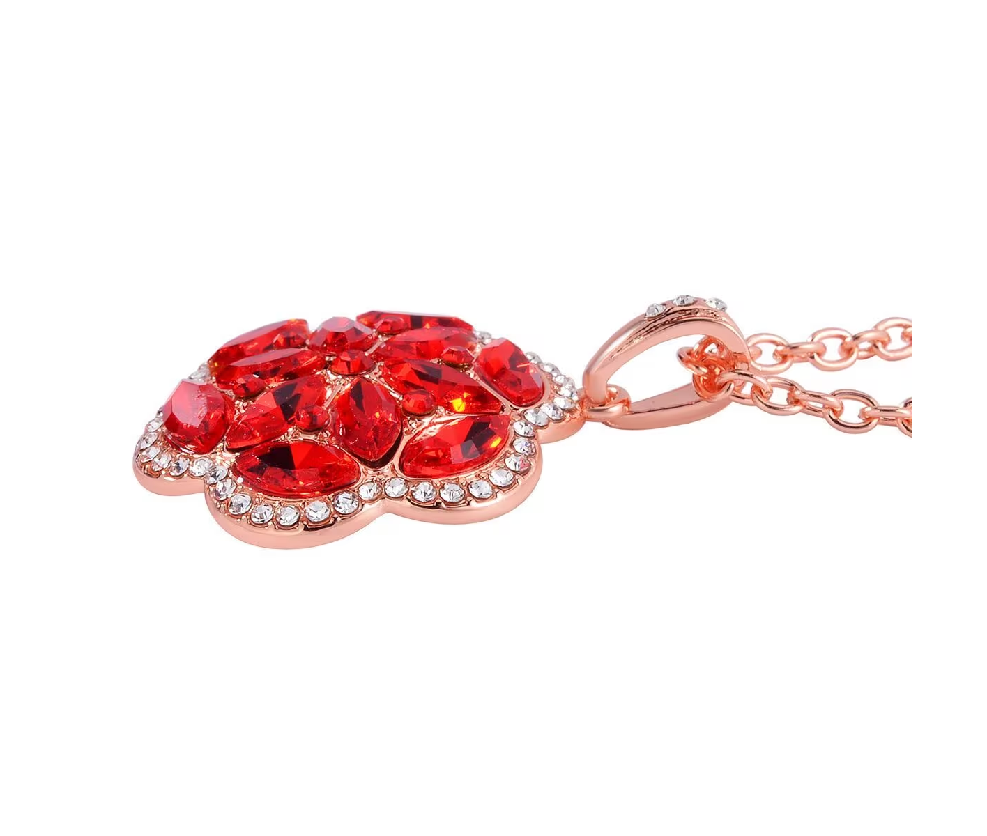 Blossom 4-Piece Crystal Jewelry Set - Necklace, Bracelet, Earrings & Ring