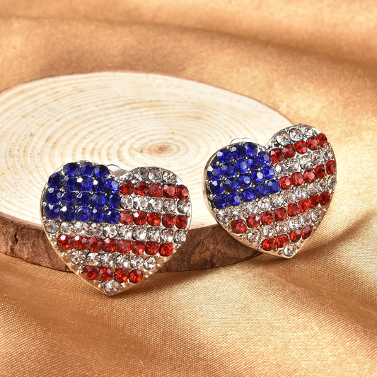 American Flag Pattern Heart Earrings