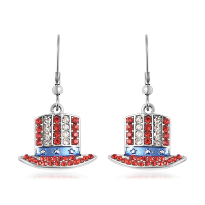 American Flag Top Hat Earrings