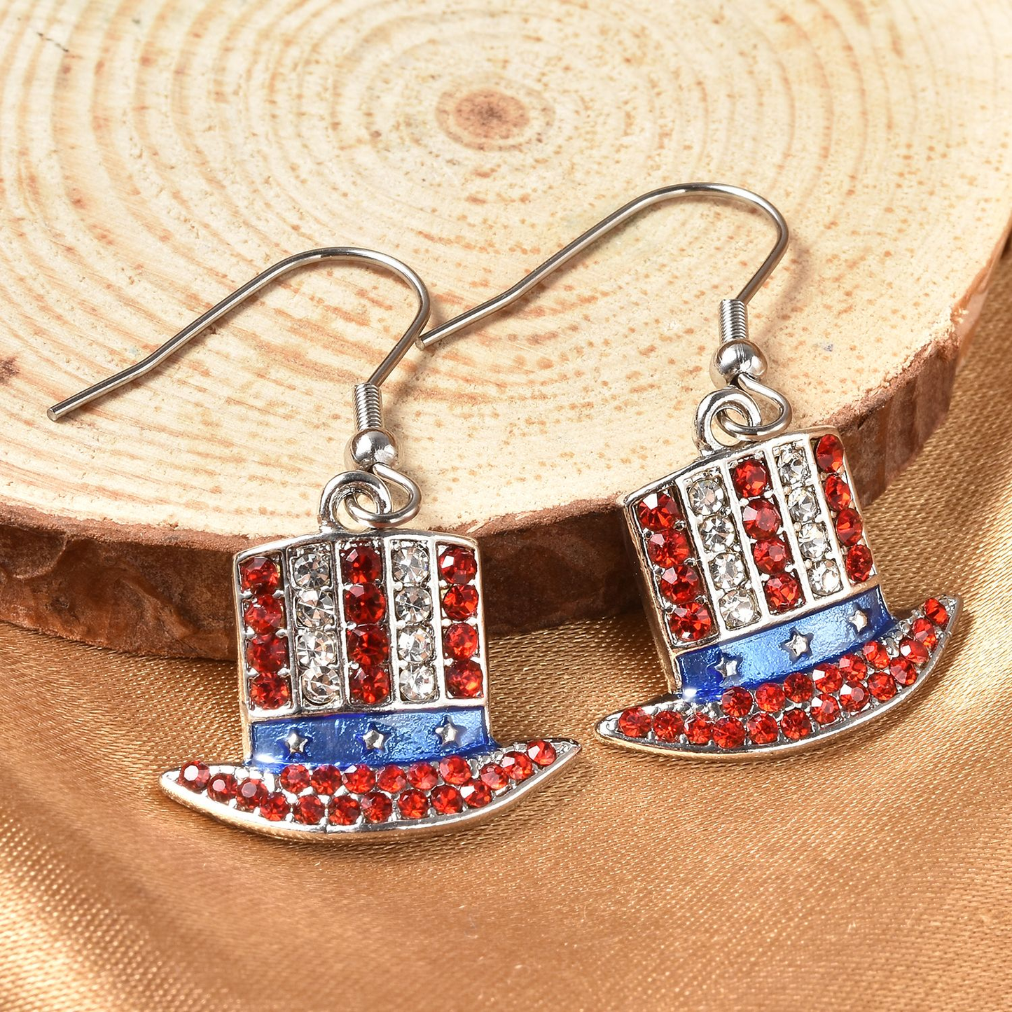 American Flag Top Hat Earrings