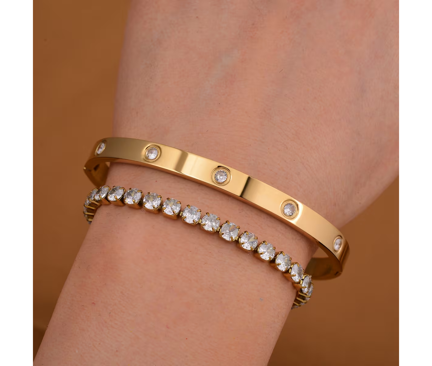 Bangle & Tennis Bracelet Set