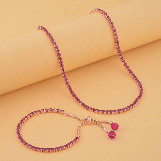 Beaded Tennis Necklace and Bracelet Set