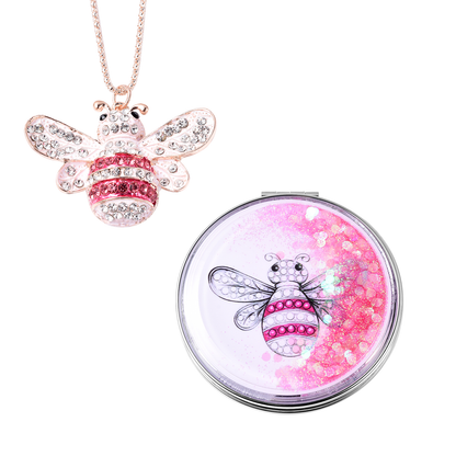 Crystal Charm Pendant and Mirror Set