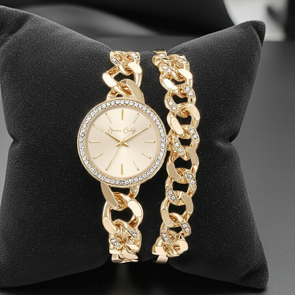 Curb Chain Watch & Bracelet Set
