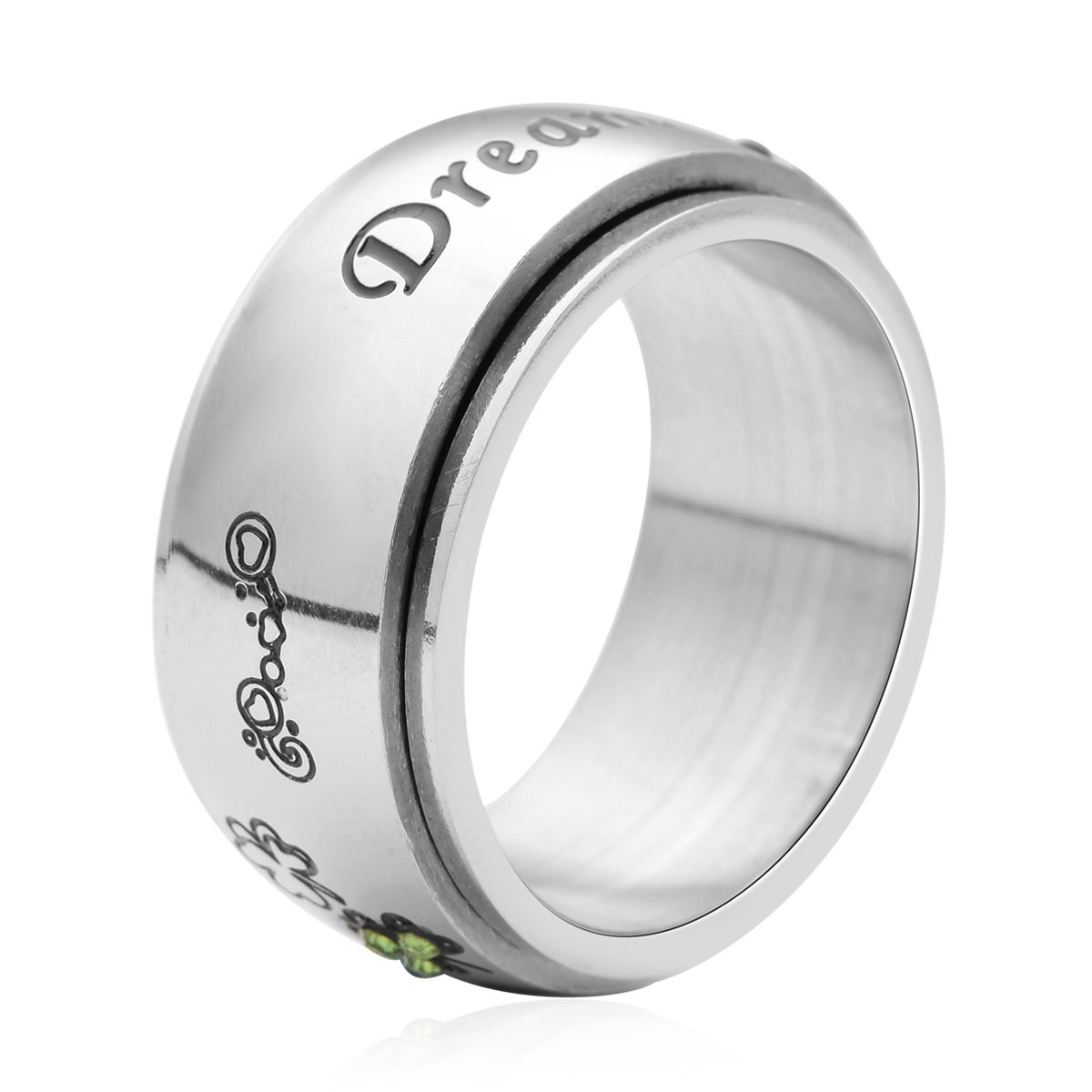 Dreams Engraved Spinner Ring in Stainless Steel