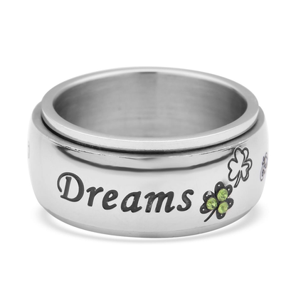 Dreams Engraved Spinner Ring in Stainless Steel