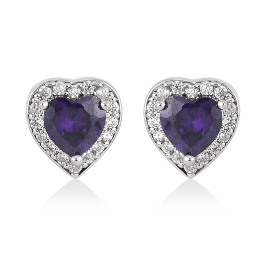 Simulated Diamond Heart Halo Earrings