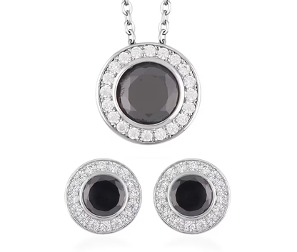 Halo Diamond Pendant & Earring Set