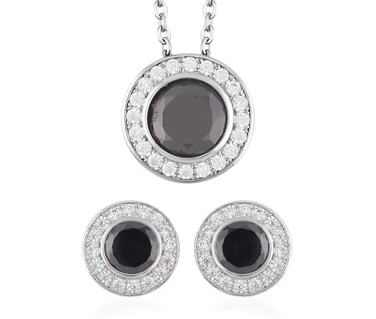 Halo Diamond Pendant & Earring Set