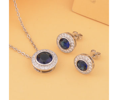 Halo Diamond Pendant & Earring Set