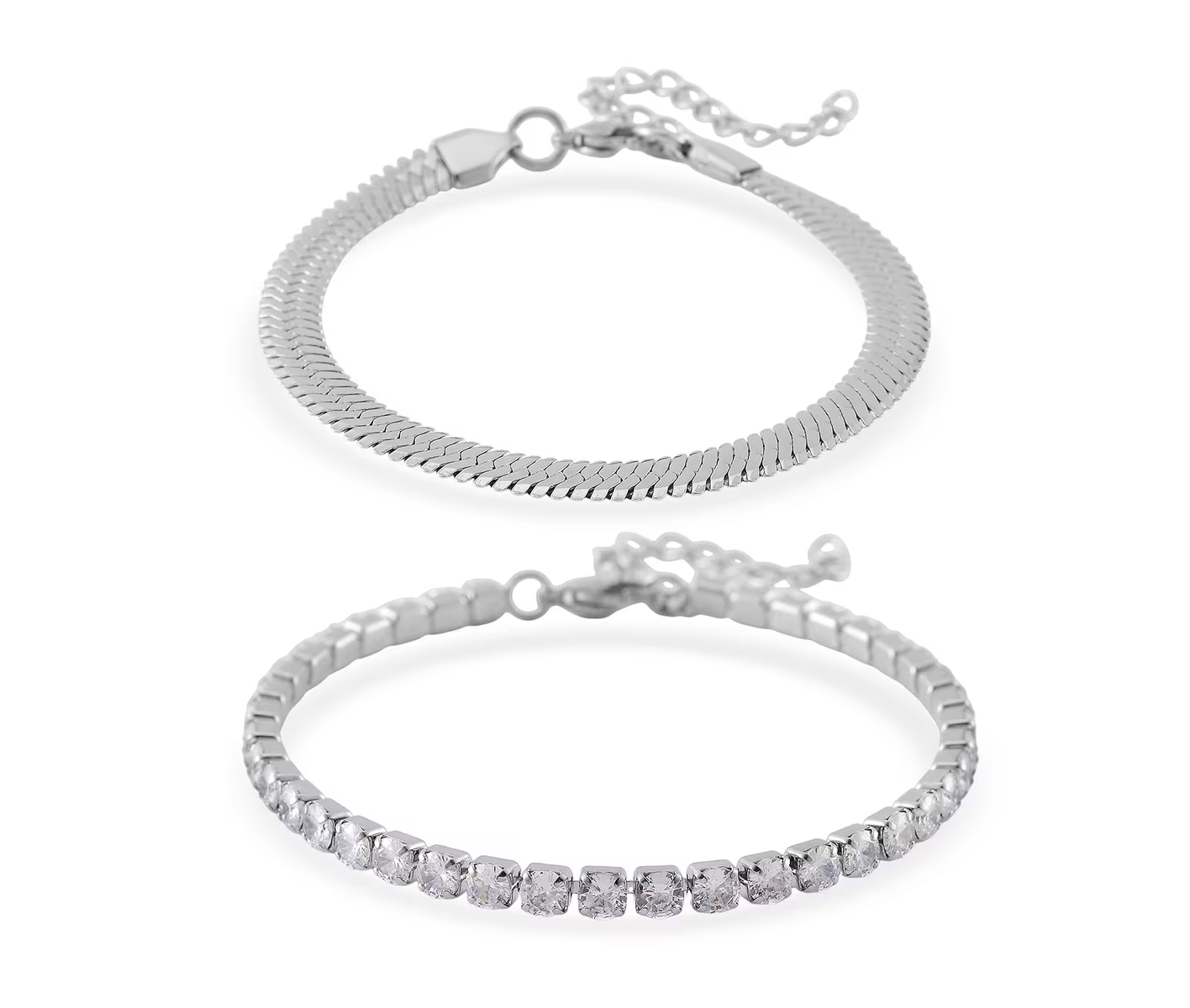 Herringbone & Tennis Bracelet Set