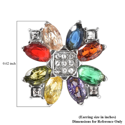 Multi Color Crystal Floral Earrings