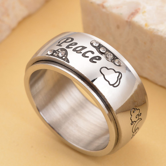 Peace Engraved Spinner Ring