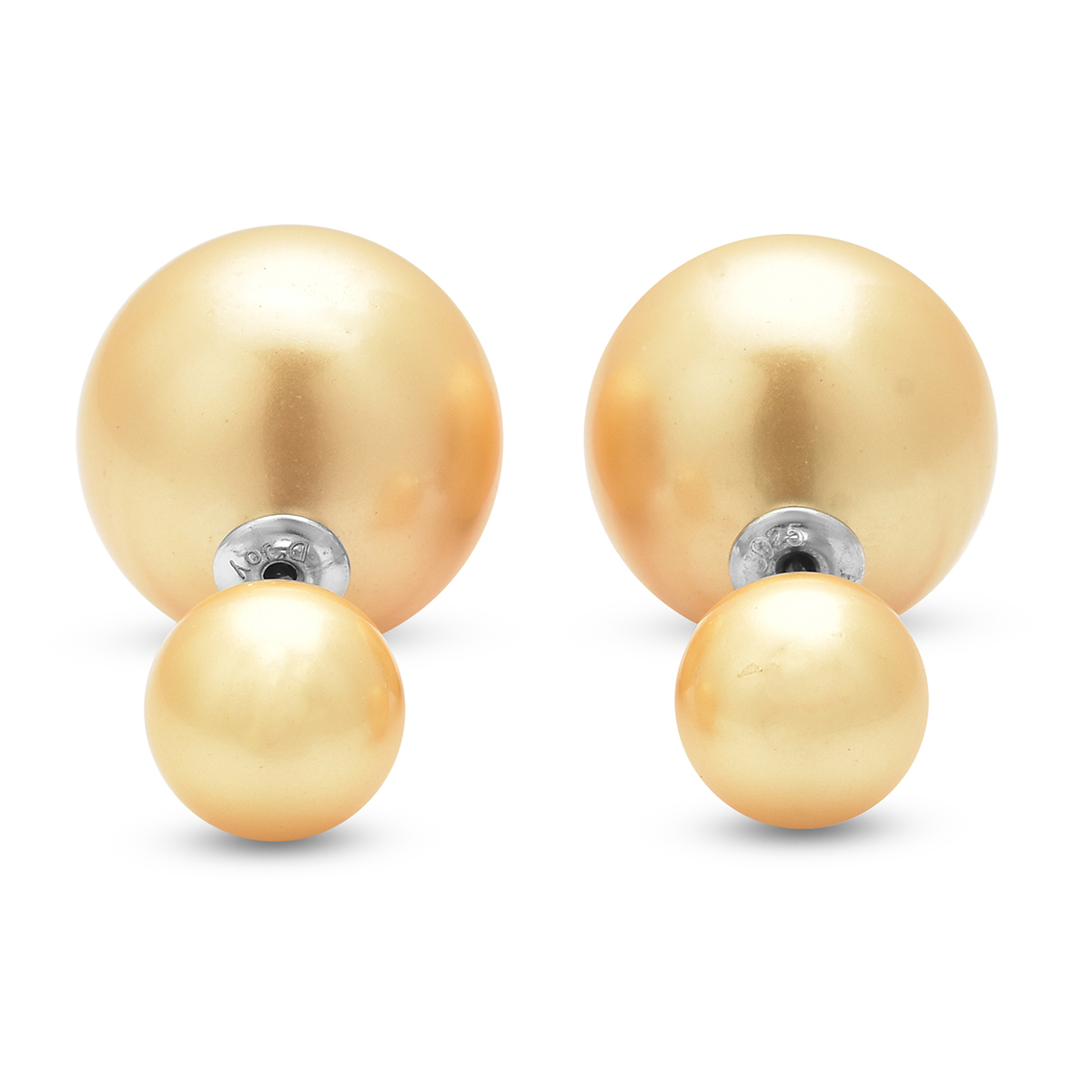 Shell Pearl Stud Earrings in Rhodium