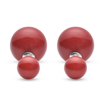 Shell Pearl Stud Earrings in Rhodium