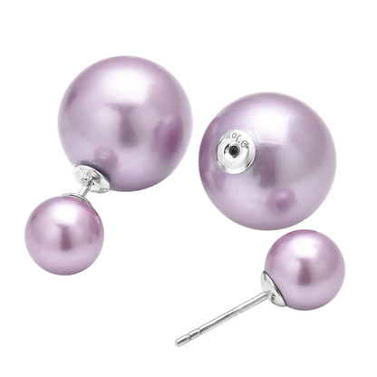 Shell Pearl Stud Earrings in Rhodium