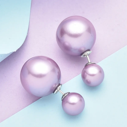 Shell Pearl Stud Earrings in Rhodium