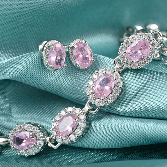 Ankur Treasure Chest Simulated Diamond Bracelet and Earrings