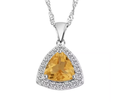 Simulated Citrine & Diamond Necklace Set