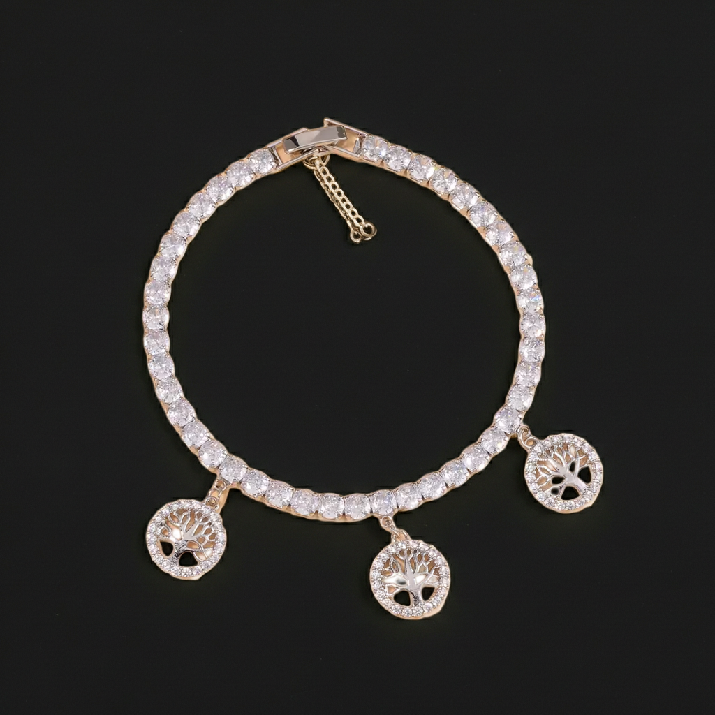 Tree Of Life Simulated Diamond Bracelet