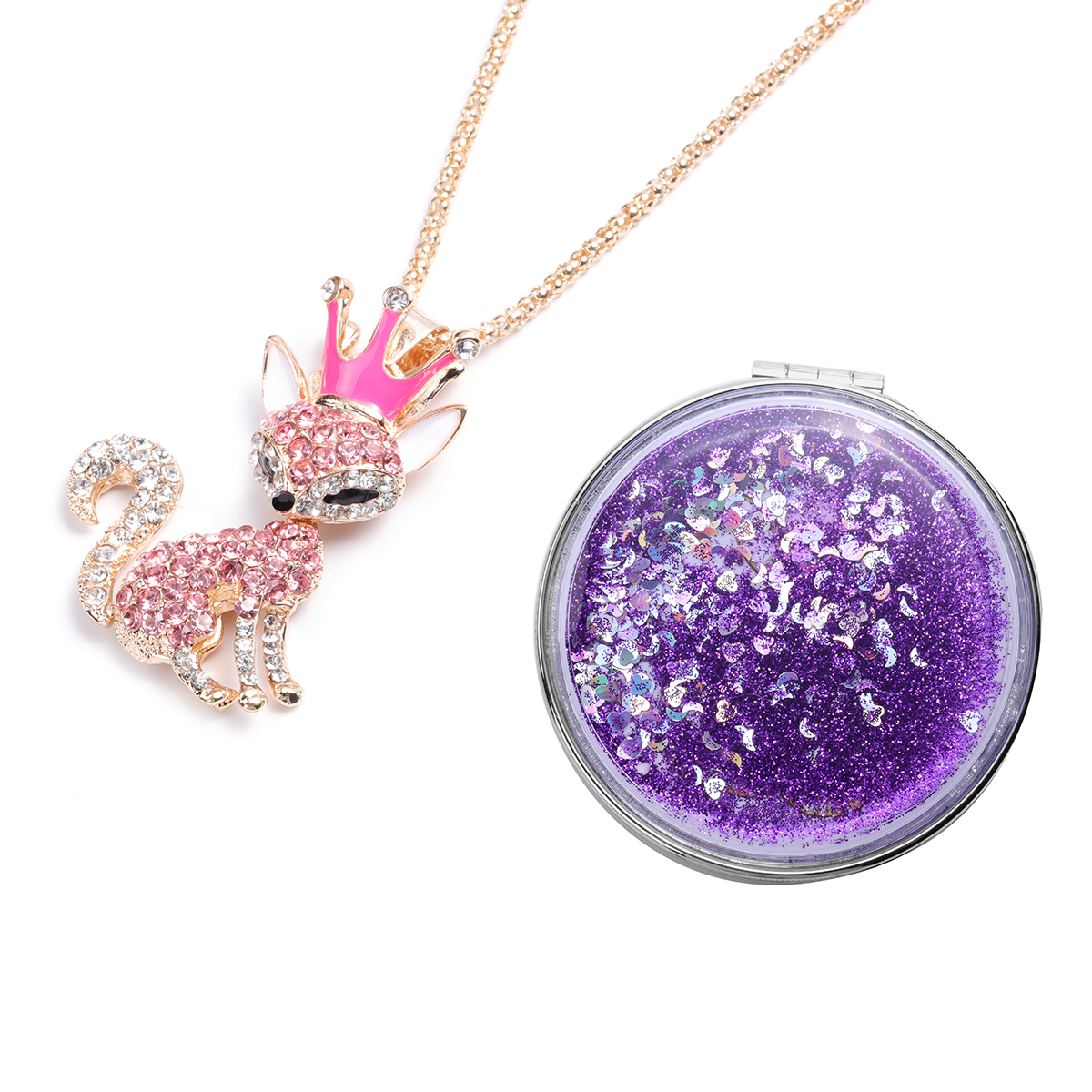 Crystal Charm Pendant and Mirror Set