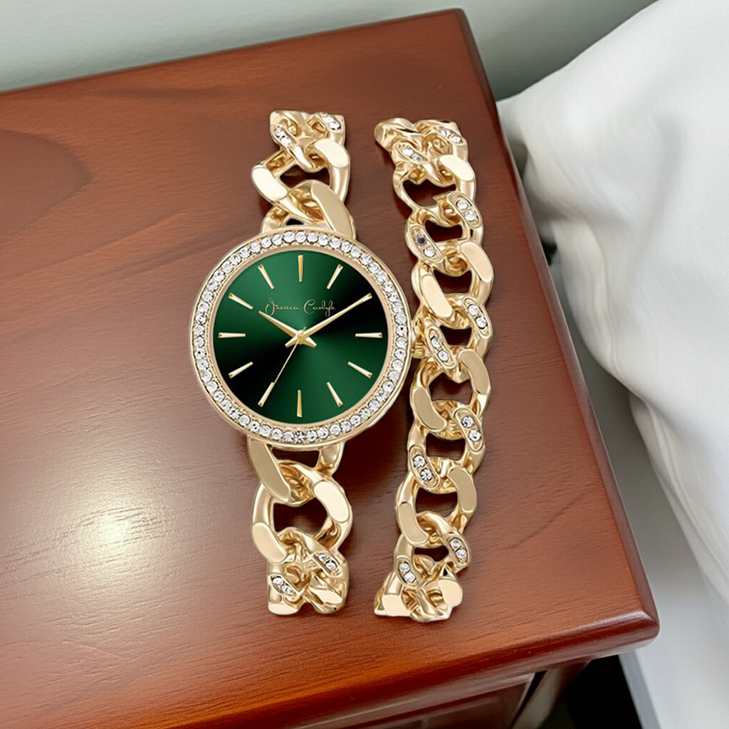 Curb Chain Watch & Bracelet Set