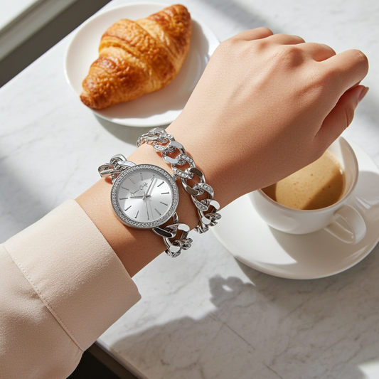 Curb Chain Watch & Bracelet Set